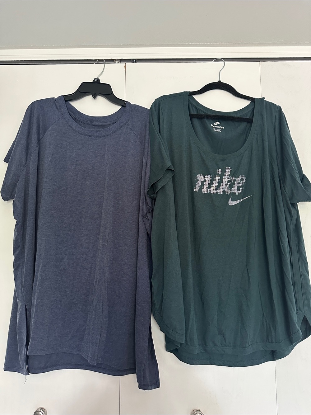 Nike Women's Short Sleeve Scoop Logo Tee in Forest Green and Tek Gear Active Top